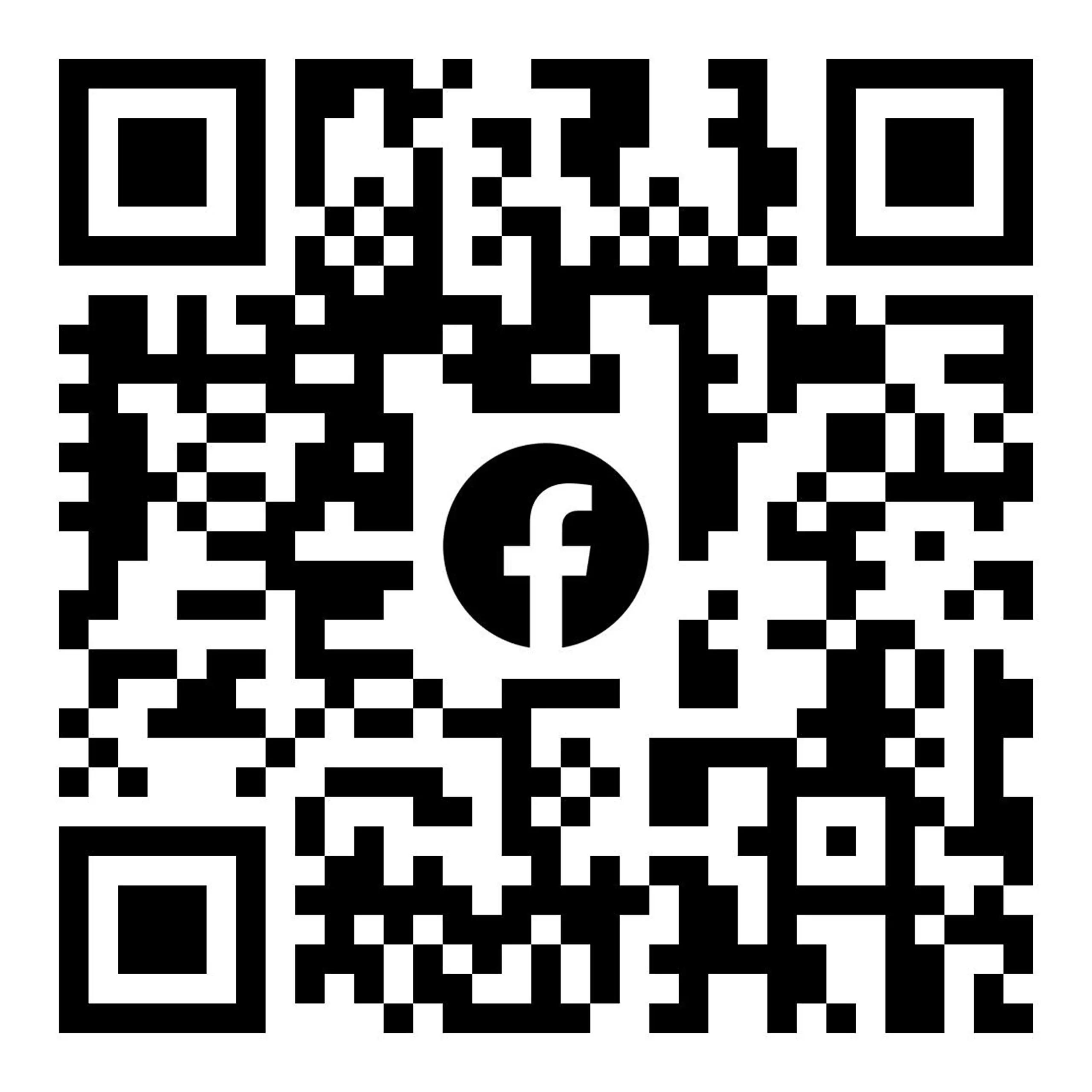 QR code featuring a Facebook logo linking to the official Moon Hall School alumni Facebook group
